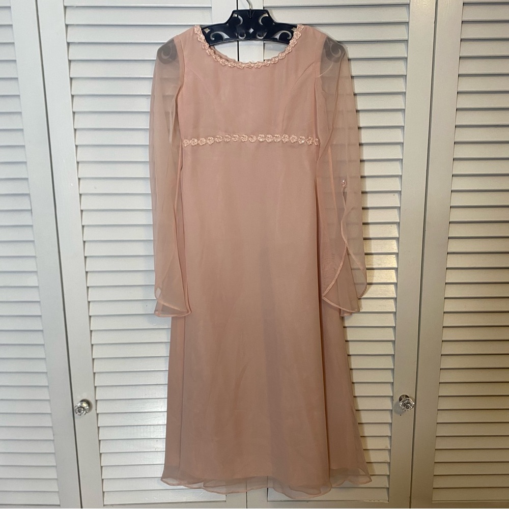 Eden Princess | Elegant Pink Sheer Sleeve Dress | Size 6 (Kids)